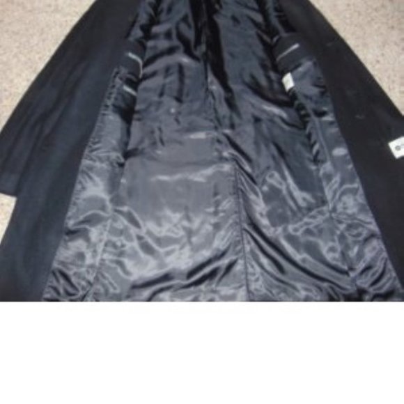 Mens Trench Coat Haggar Melton Wool Blend Black 42R Notched 37" Length 3 Button - Picture 5 of 6